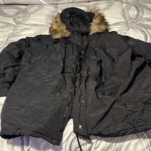 Fashion Nova Black Jacket with Fur Hood